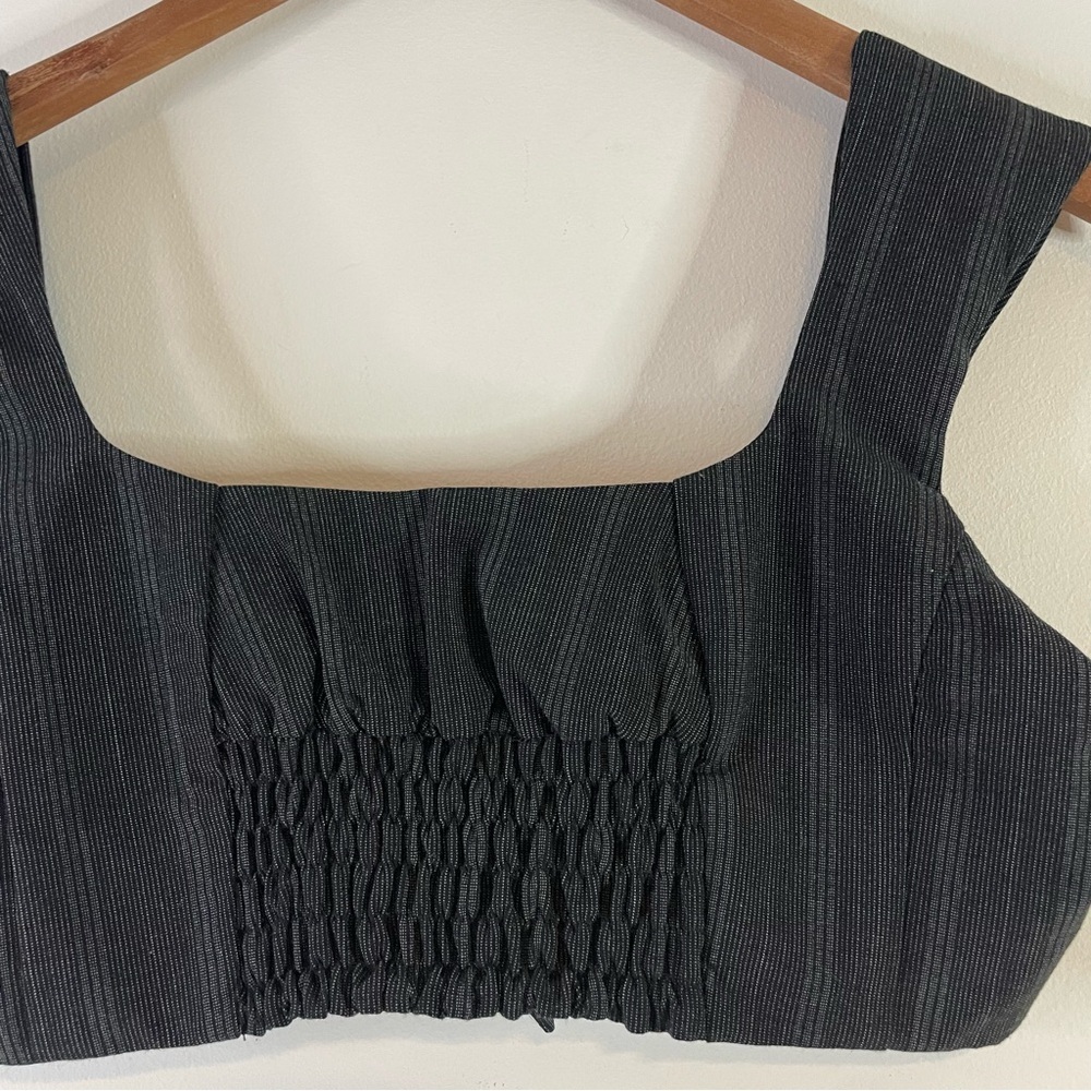 Y2K Guess Bra Top Med Black Club Office Siren Pinstripe Acubi Contemporary Glam - Picture 11 of 14